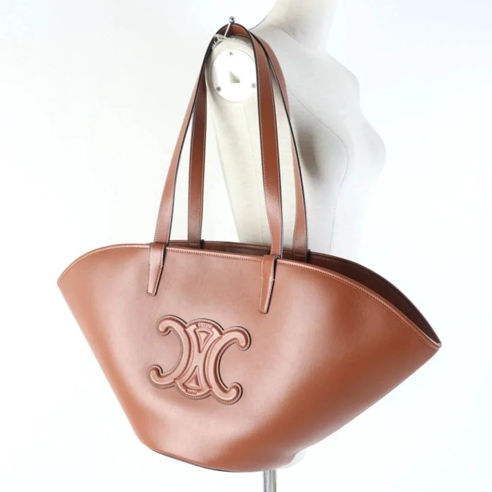 Celine Du3.04 lu Cuir Triomphe Coufant Medium Tote Bag Tan Smooth Calfskin - Picture 9 of 13